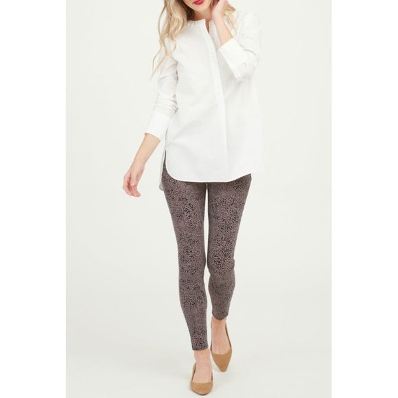 Spanx Jean-ish Ankle Leggings Desert Dot Taupe Animal Print Jeggings Skinny Jean - Picture 4 of 14